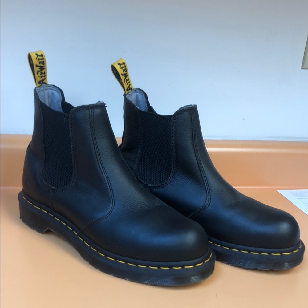 Dr. Martens Black Chelsea Boots with Yellow Accents
